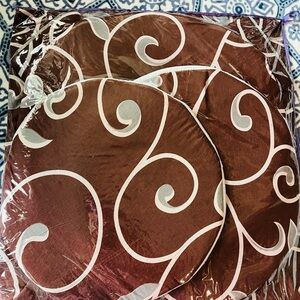 Brown and White Swirl Cushion Covers